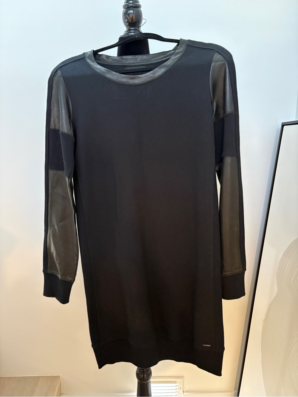 Diesel Black Long Sleeve Dress with Faux Leather Panels